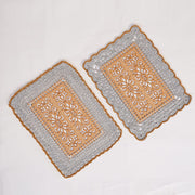 Dining Mats wooden and silver thread